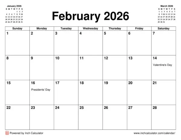 An Insight into the February 2026 Calendar