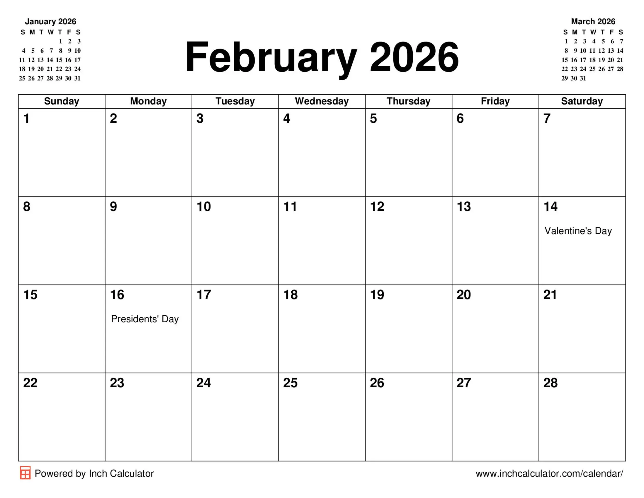 An Insight into the February 2026 Calendar