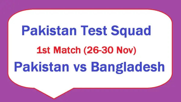 Pakistan Test squad vs Bangladesh