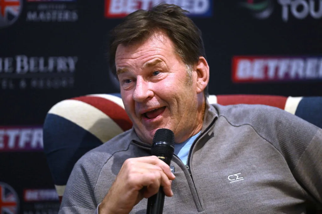 Sir Nick Faldo, Host of the 2024 Betfred British Masters, is interviewed by the press. Betfred British Masters 2024, Pro-Am, Golf, The Belfry, Sutton Coldfield, UK - 28 Aug 2024 PUBLICATIONxINxGERxSUIxAUTxHUNxGRExMLTxCYPxROUxBULxUAExKSAxONLY Copyright: xGreigxCowie/Shutterstockx 14672195dSir Nick Faldo, Host of the 2024 Betfred British Masters, is interviewed by the press. Betfred British Masters 2024, Pro-Am, Golf, The Belfry, Sutton Coldfield, UK - 28 Aug 2024 PUBLICATIONxINxGERxSUIxAUTxHUNxGRExMLTxCYPxROUxBULxUAExKSAxONLY Copyright: xGreigxCowie/Shutterstockx 14672195d